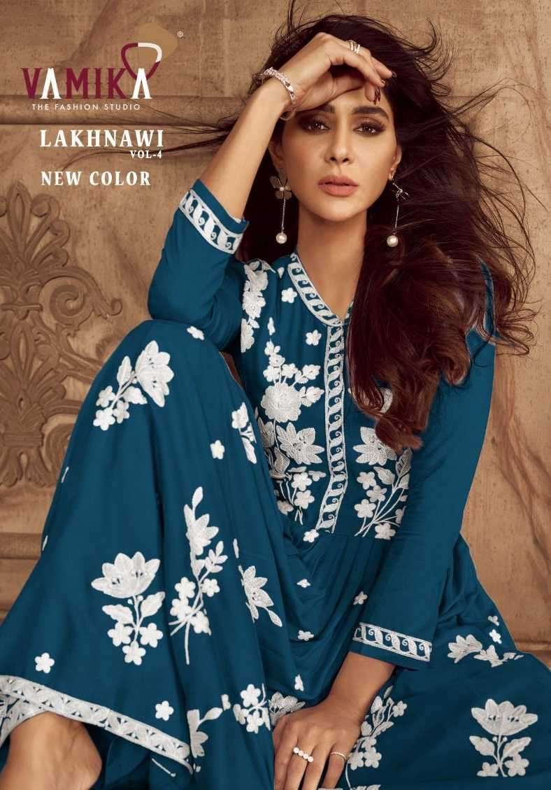 vamika lakhnawi 4 new color series 1024P-1024T heavy rayon top and plazzo