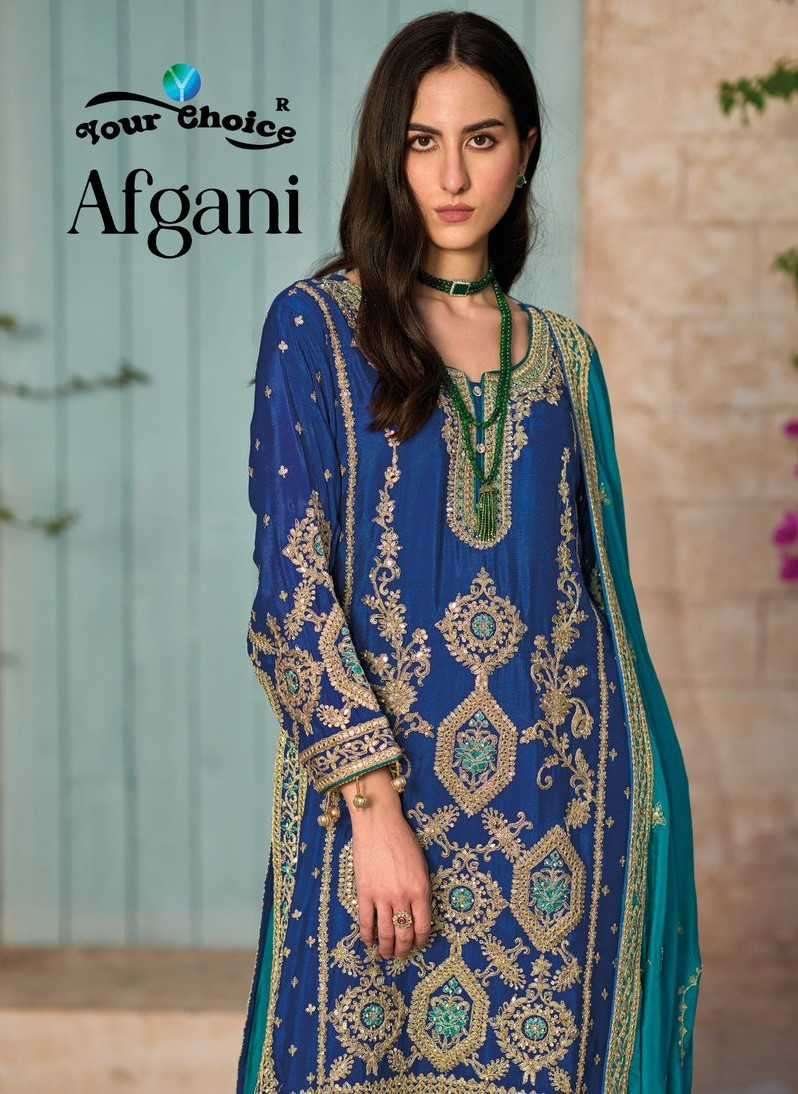 your choice afgani series 1001-1002 pure Chinon readymade suit 