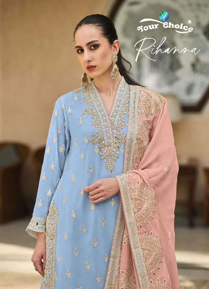 your choice riha series 1001-1002 pure chiffon readymade suit 