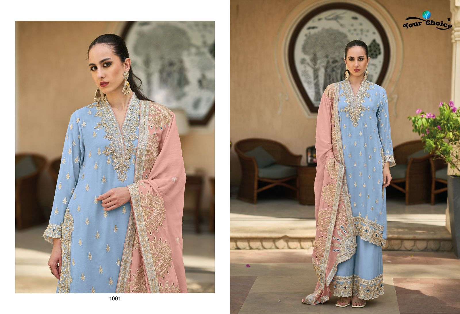 your choice rihana designer Semi pure chiffon readymade suit 