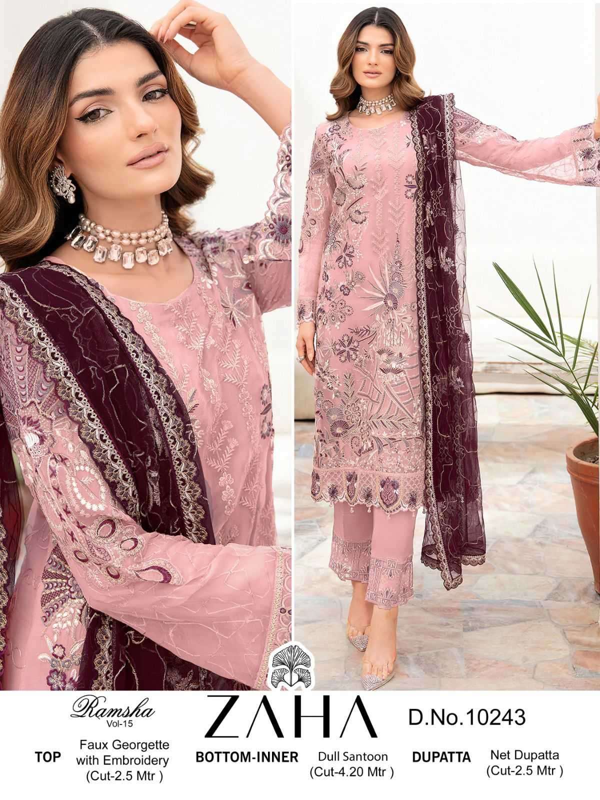 zaha 10243 georgette heavy embroidered suit 