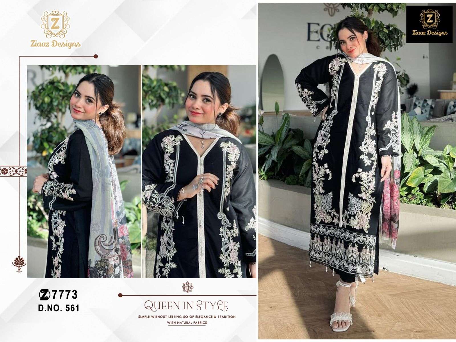 Ziaaz Designs 561 Rayon cotton very heavy embroidered suit