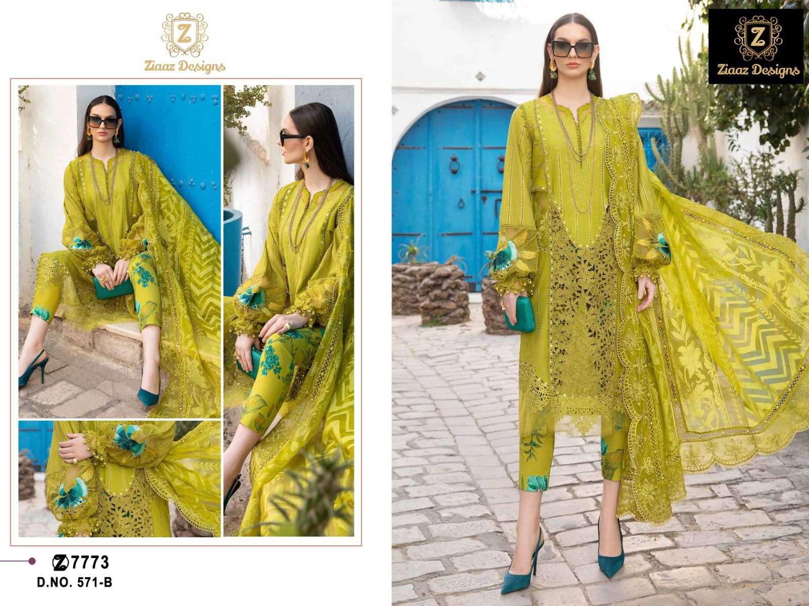 Ziaaz Designs 571 A and B designer cotton suit 