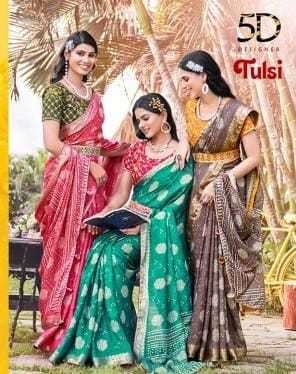 5d designer tulsi series 40633-40638 muslin saree