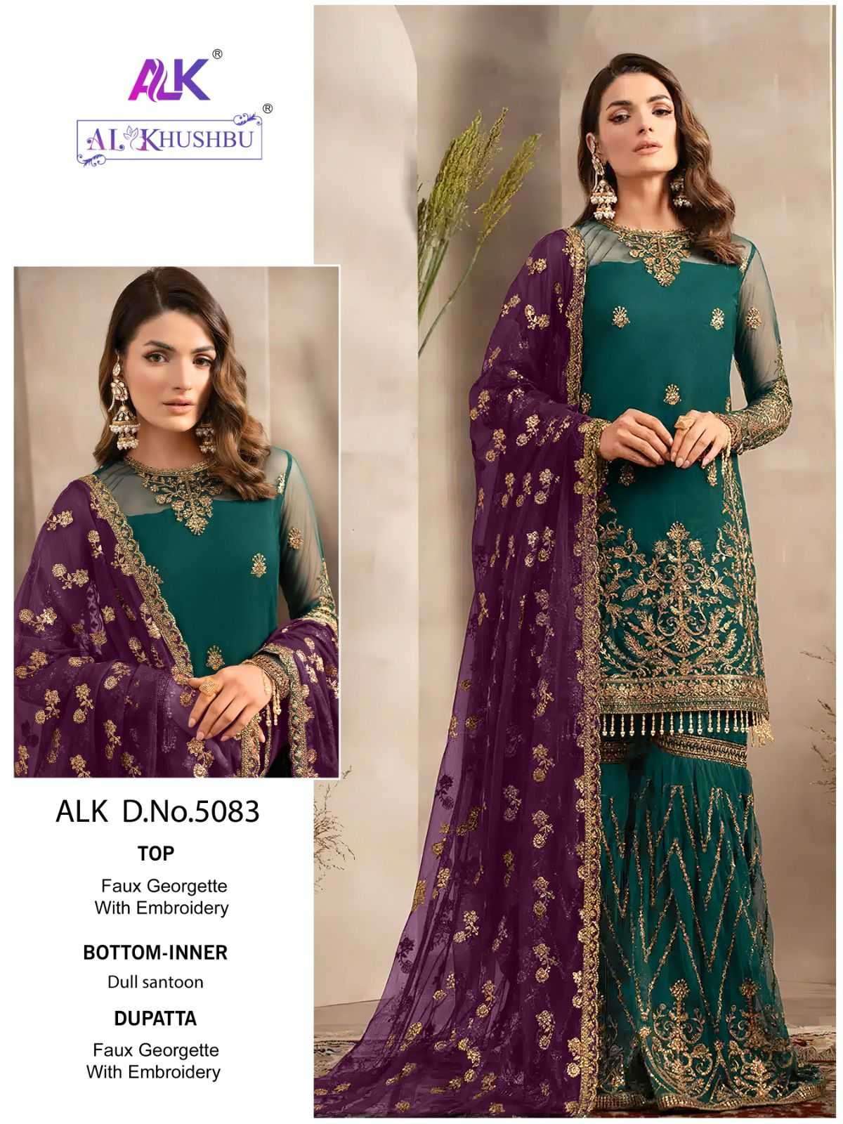 al_khushbu 5083 georgette heavy embroidered suit 