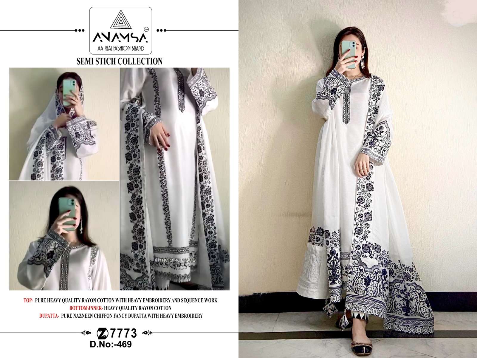 Anamsa-469 designer Heavy Pure Export Quality Rayon Cotton suit
