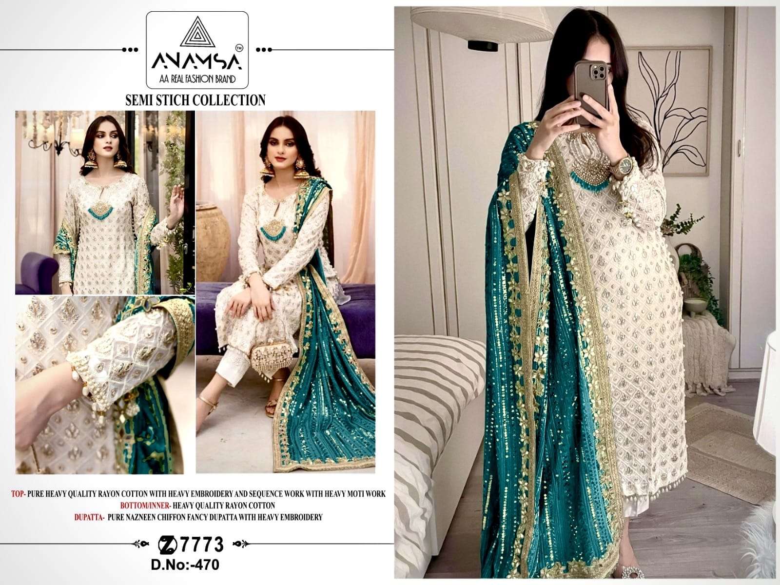 Anamsa-470-471 designer Rayon Cotton suit