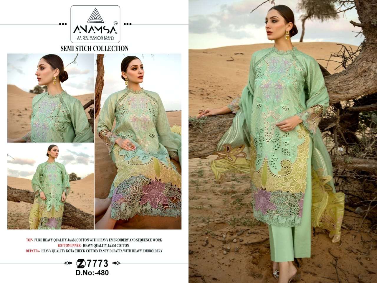 Anamsa 478-479-480 designer Heavy Pure Jaam Cotton suit