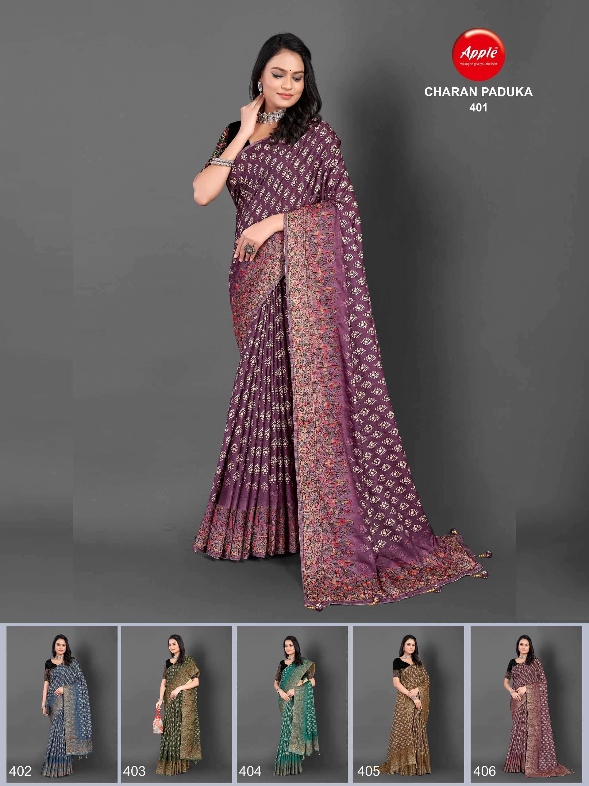 apple charan paduka 401- 406 silk saree