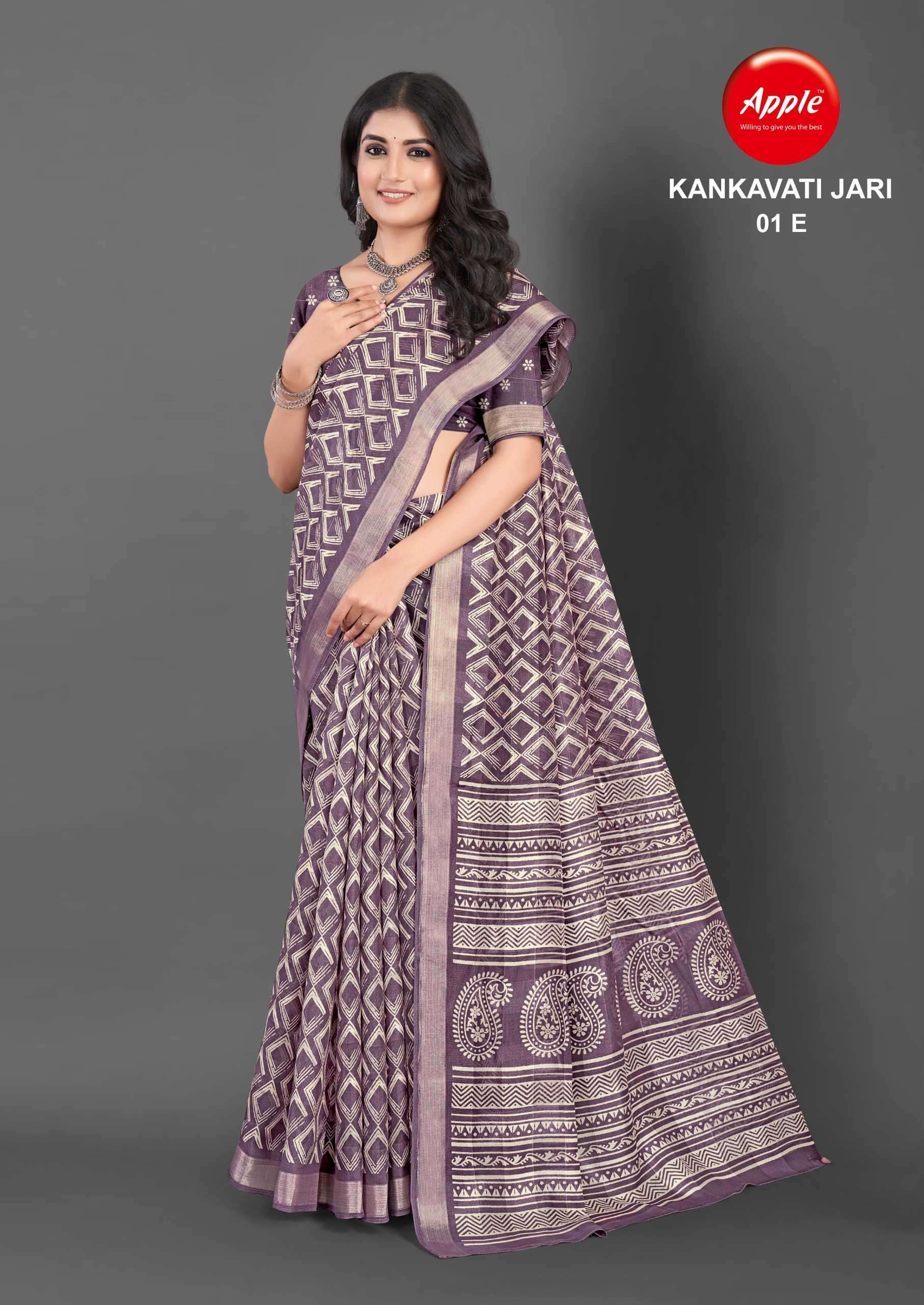 apple kankavati jari vol 1 kankavati printed saree