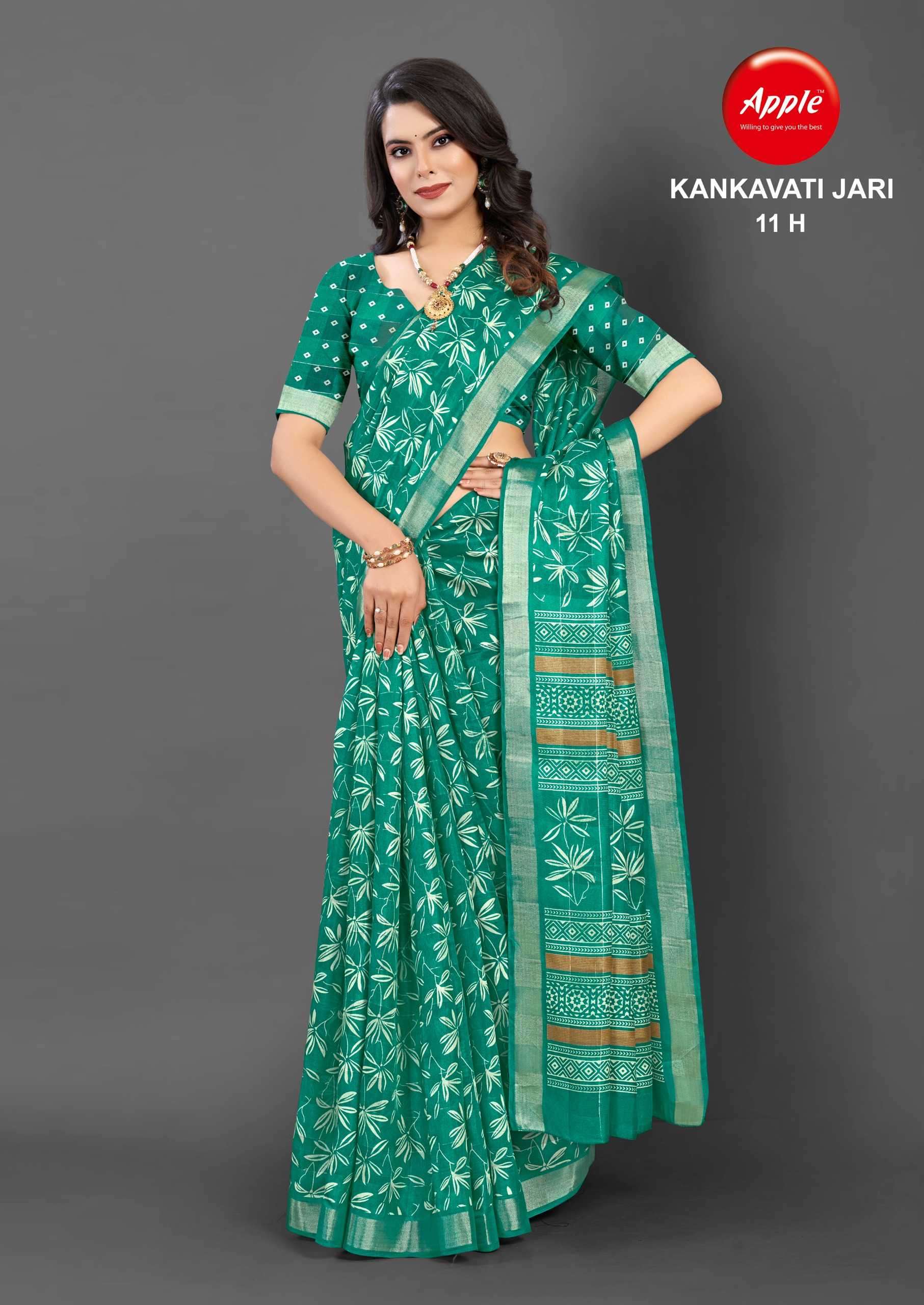 apple kankavati jari vol 11 kankavati jari printed saree