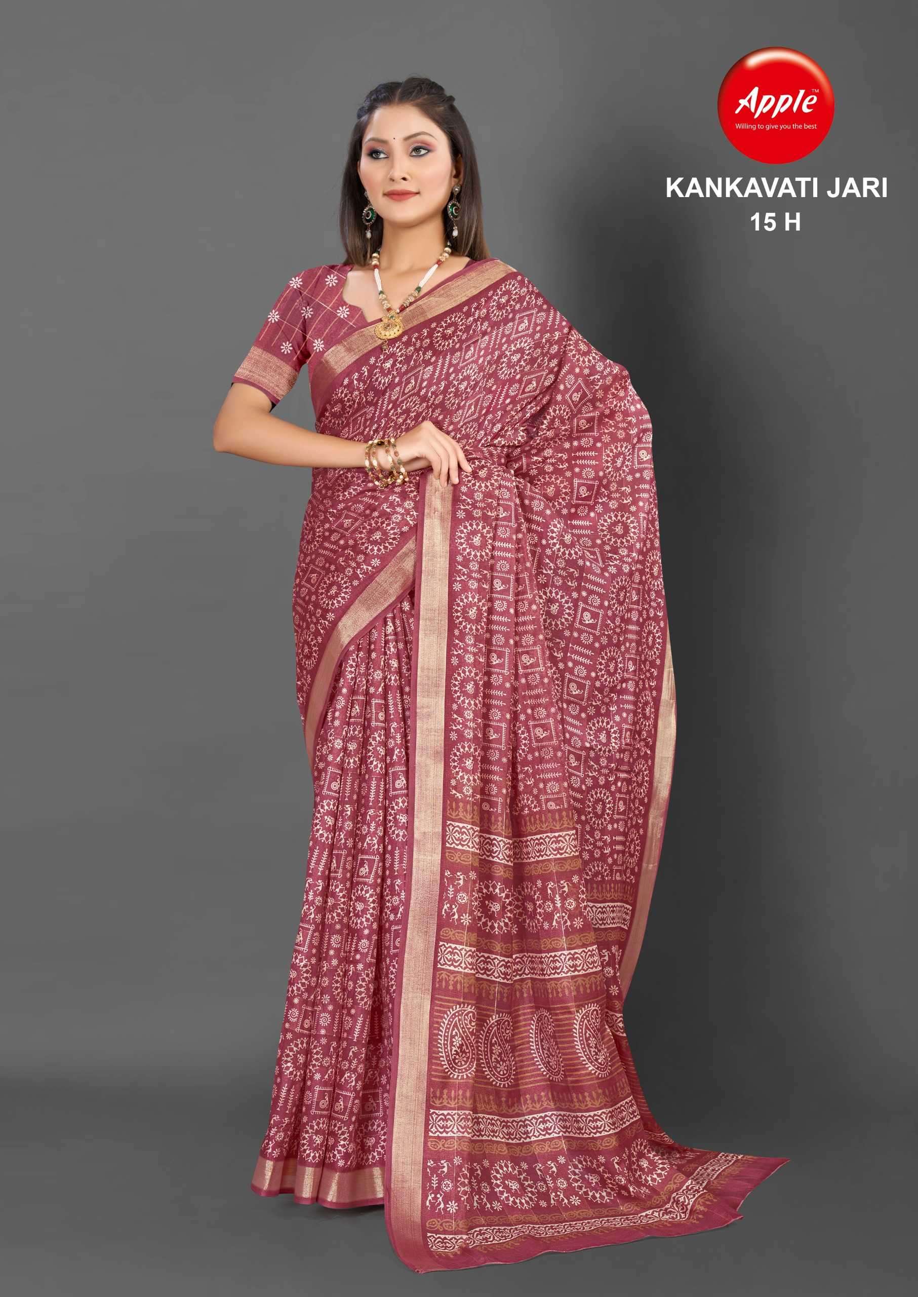 apple kankavati jari vol 15 kankavati jari printed saree