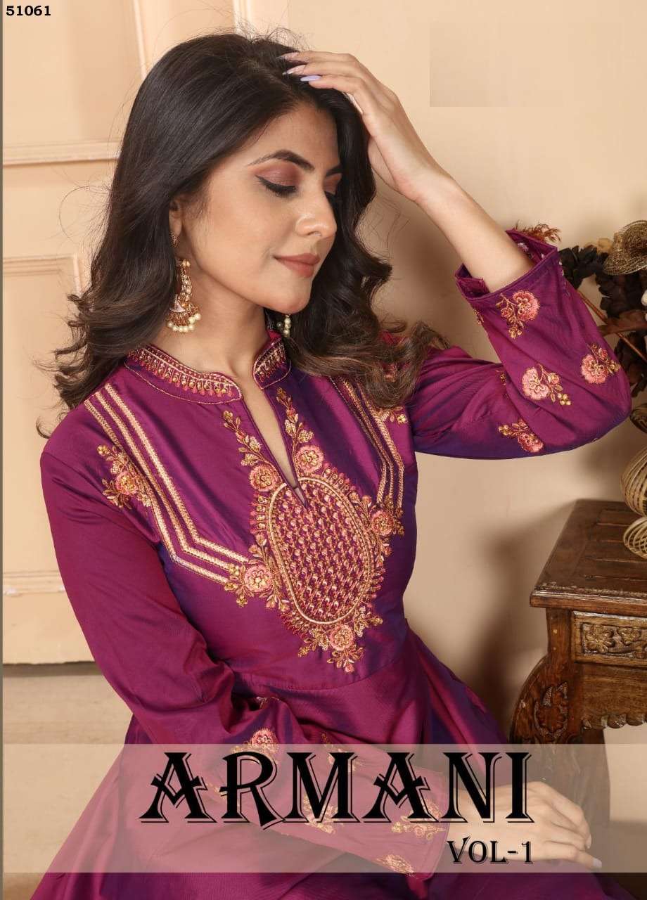 Armani Vol-1 designer Triva Silk With Heavy Embroidery gown