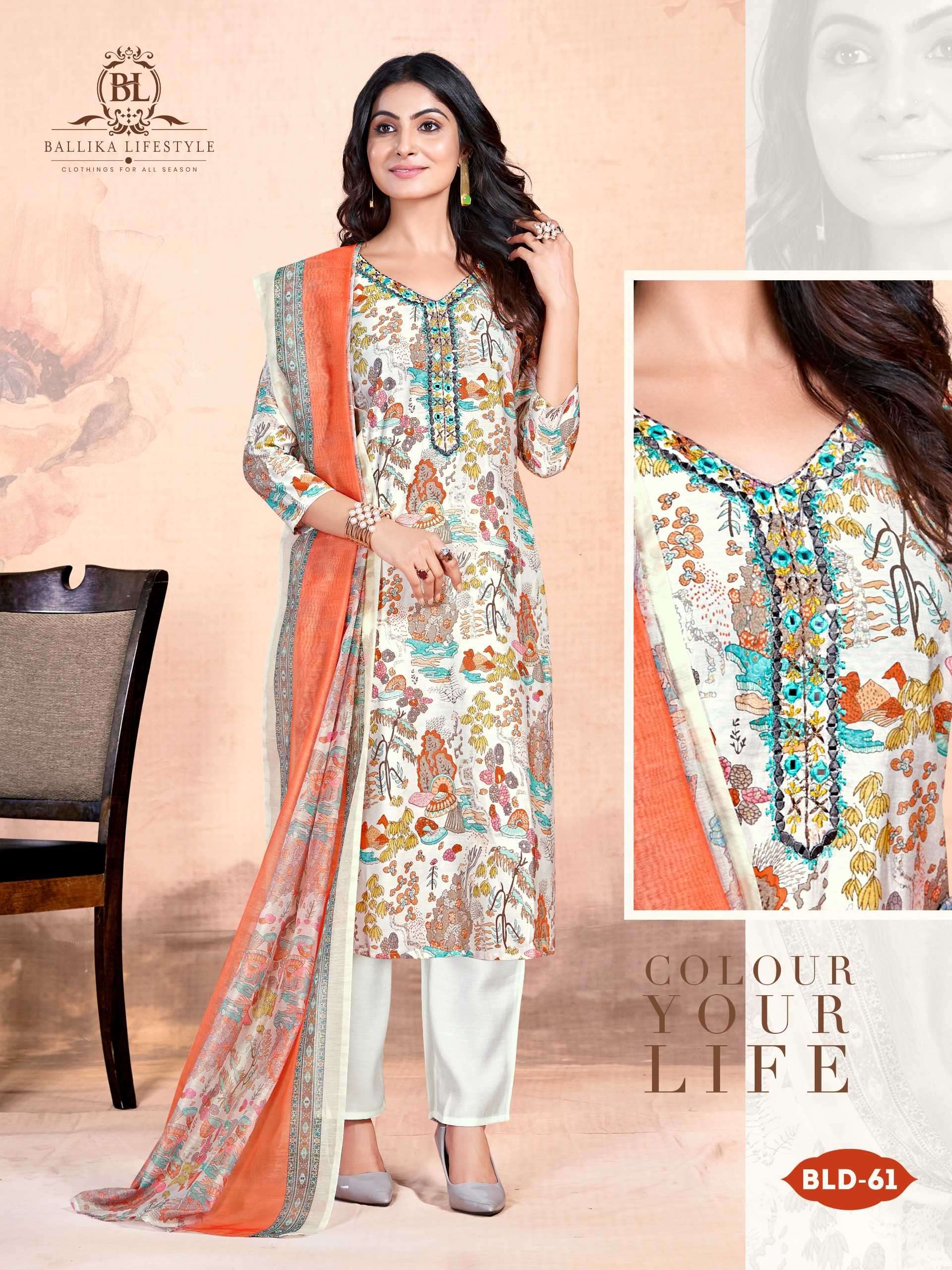 ballika lifestyle summer prints series 58-61pure soft viscose modal suit