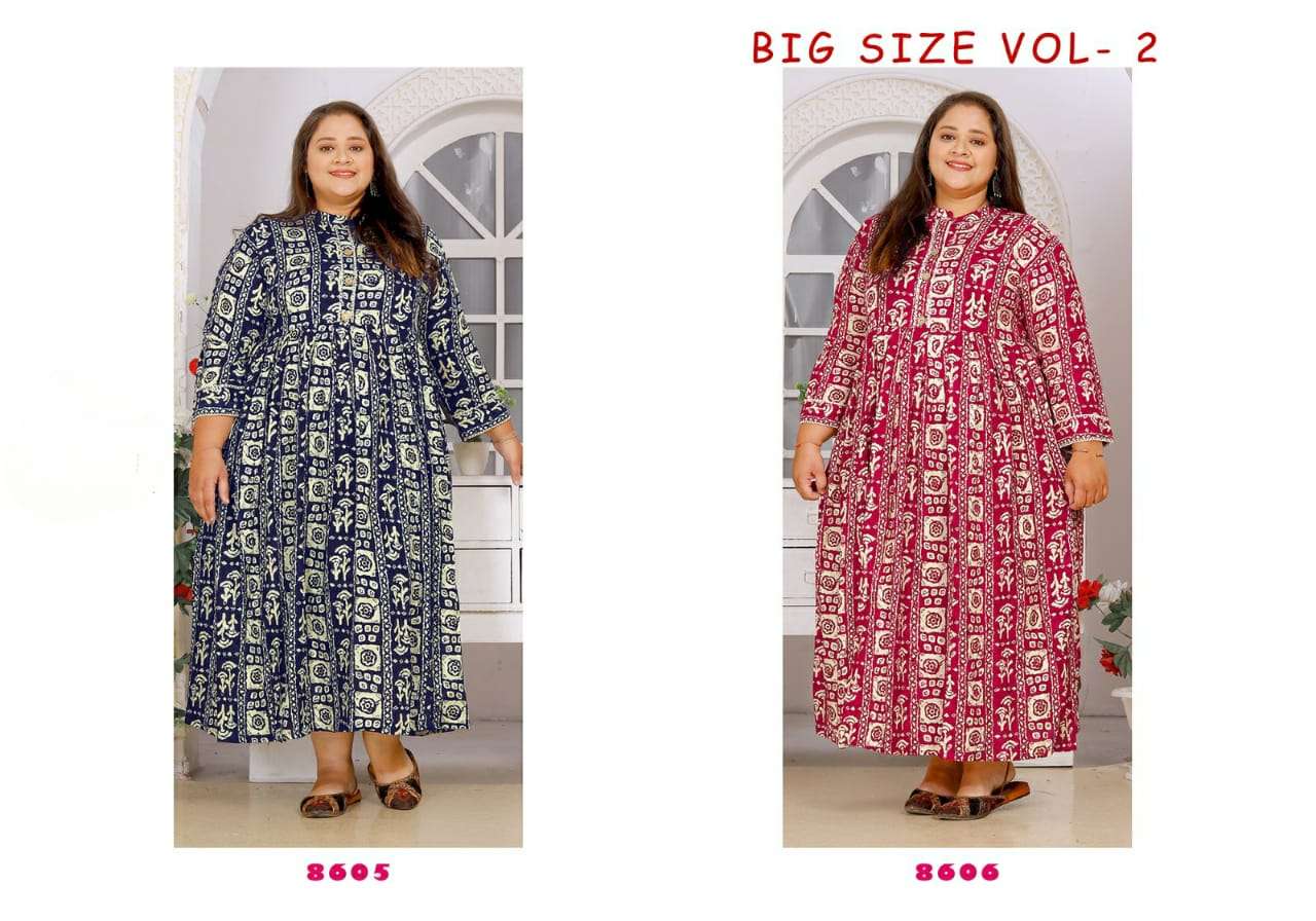 Big Size Vol-2 designer premium rayon big size kurti  