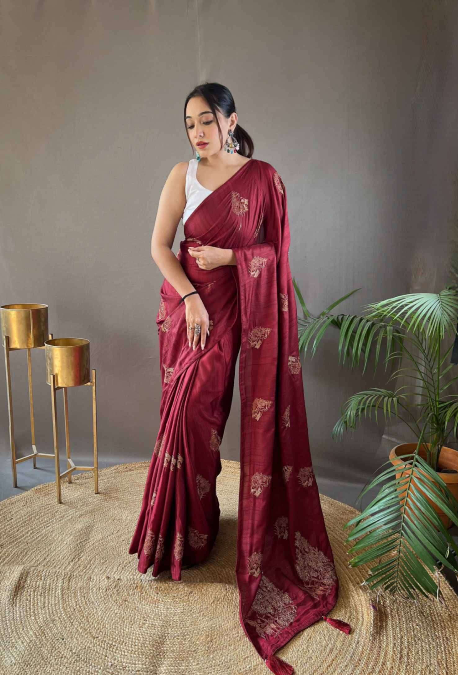 BT-53 Amaya designer silk with zari based embroidery and piping saree