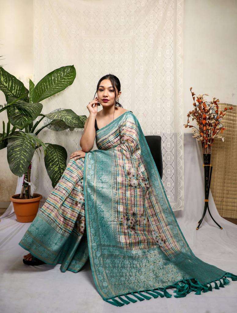 BT-53 KAIRA designer PURE MUSHROOM SILK saree