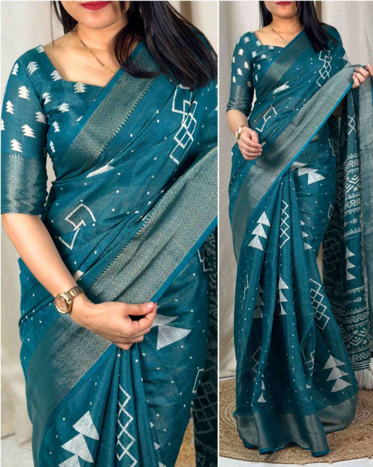 BT-56 Nitya DESIGNER cotton zari jacquard with running blouse SAREEs