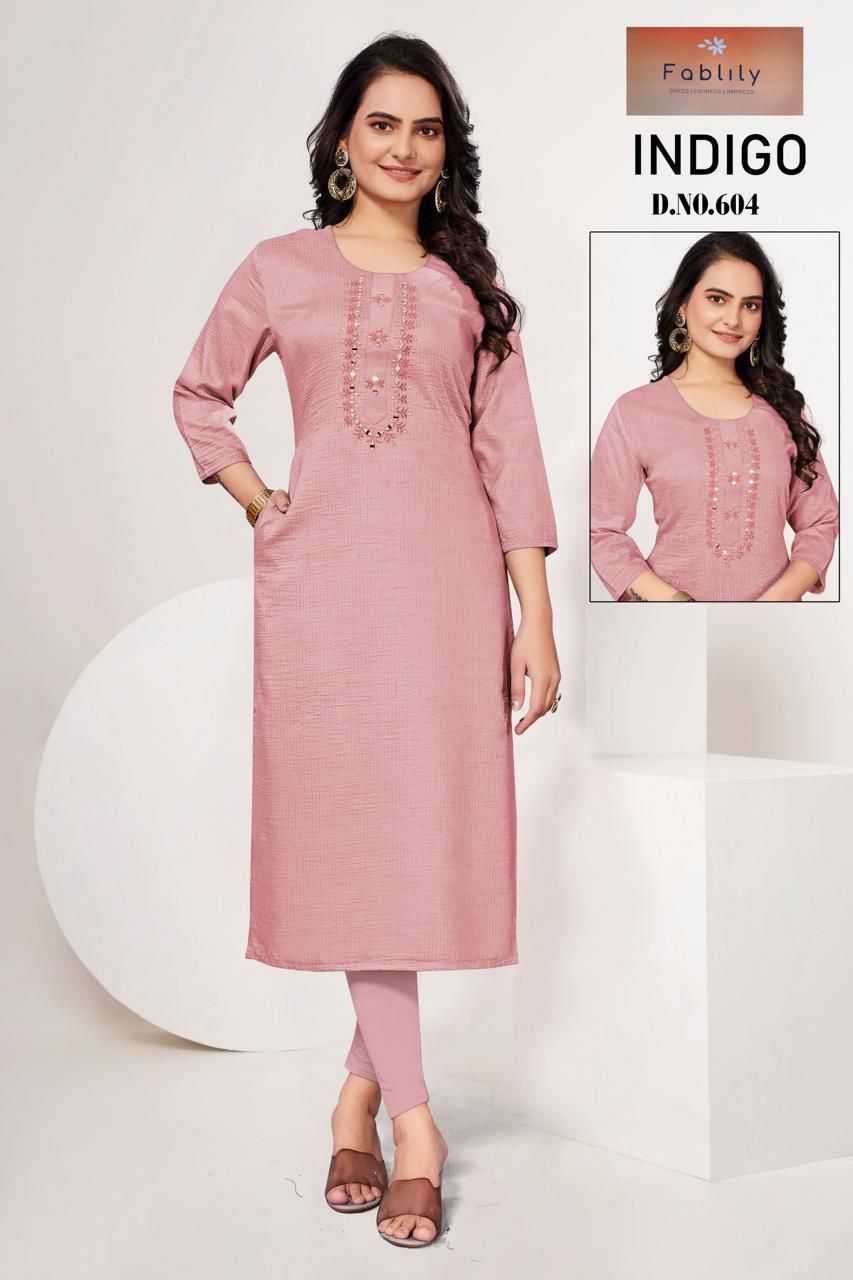 fablily indigo series 601-613 cotton blend kurti