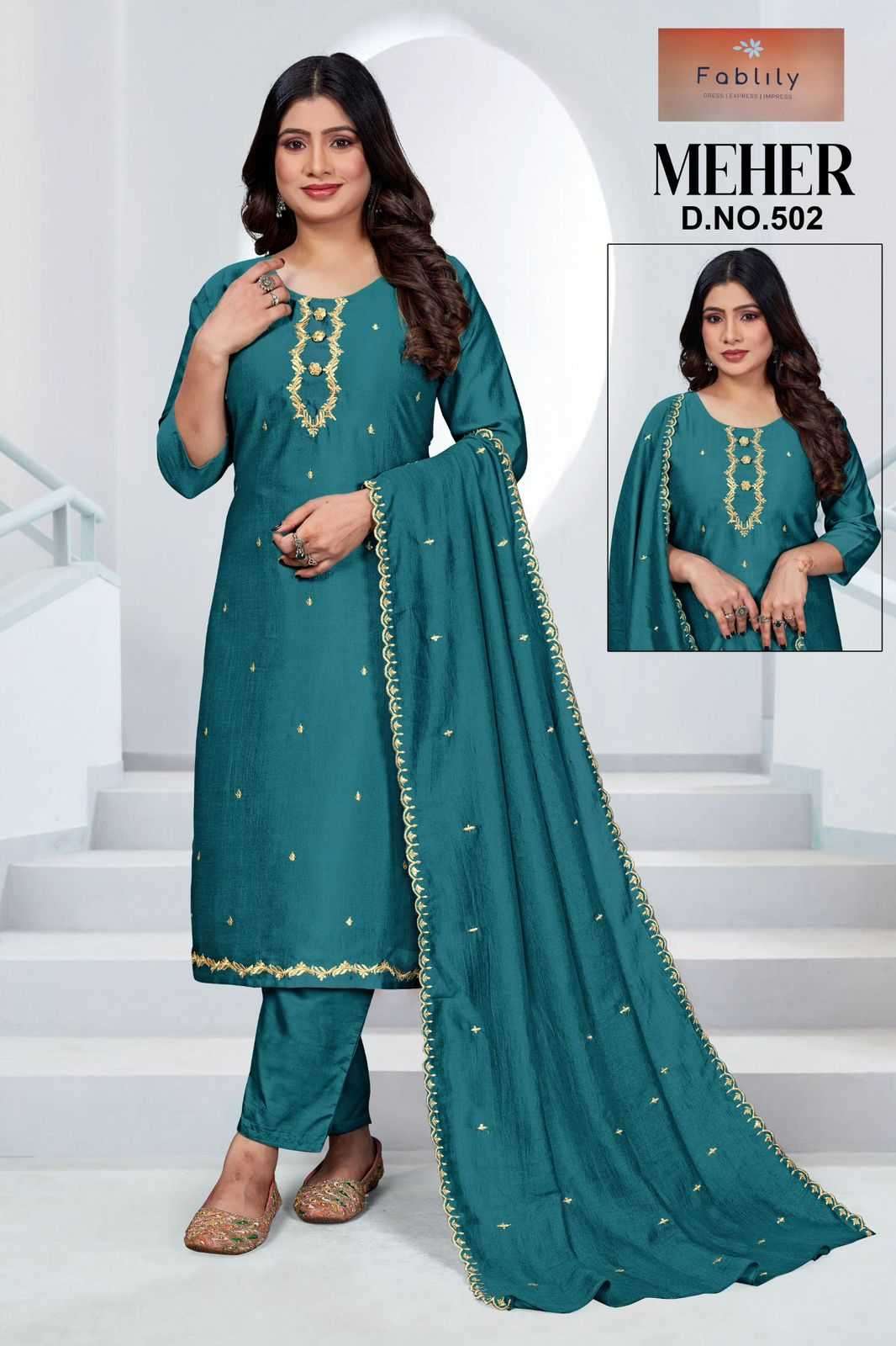 fablily shreya vichitra silk readymade suit 