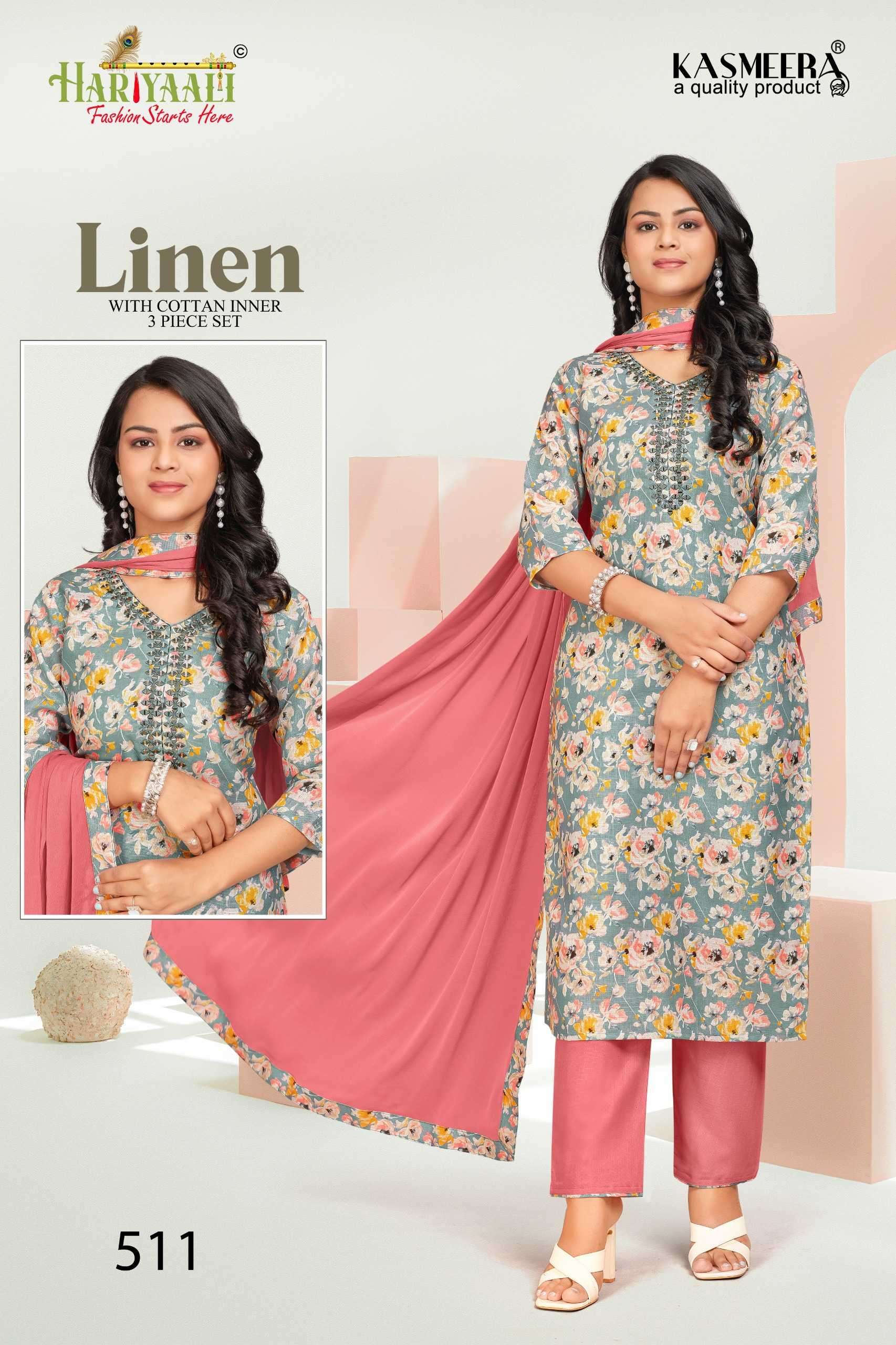 hariyaali linen vol 5 series 504-515 linen readymade suit 