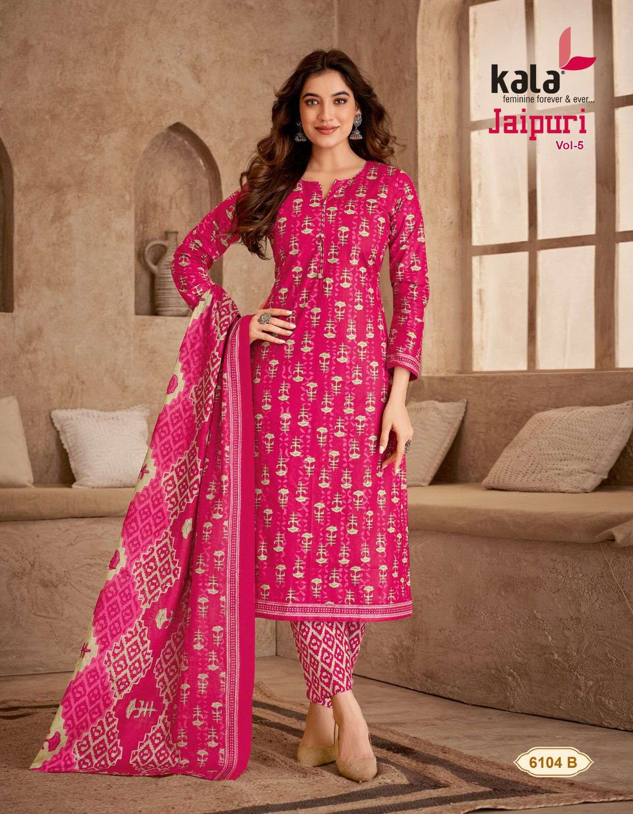 Kala Jaipuri Vol-5 series 6101-6112 Pure Cotton Printed suit