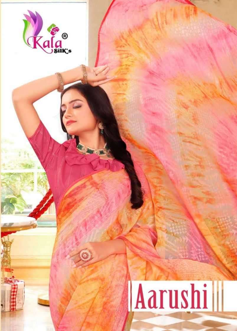 kala silks aarushi series 1001-1008 Chiffon brasso saree