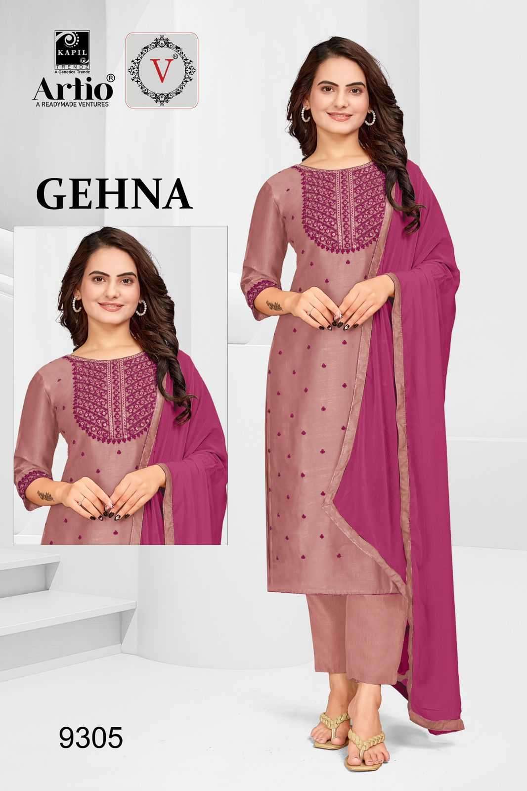 kapil trendz gehna series 9301-9306 vichitra silk readymade suit 