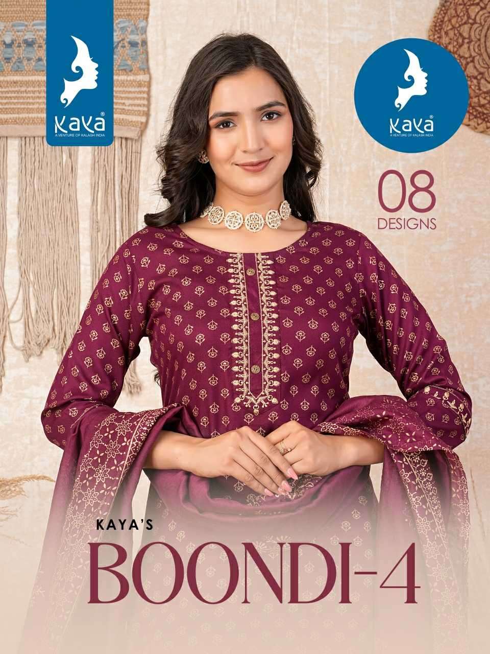 kaya boondi vol 4 series 01-08 rayon readymade suit 