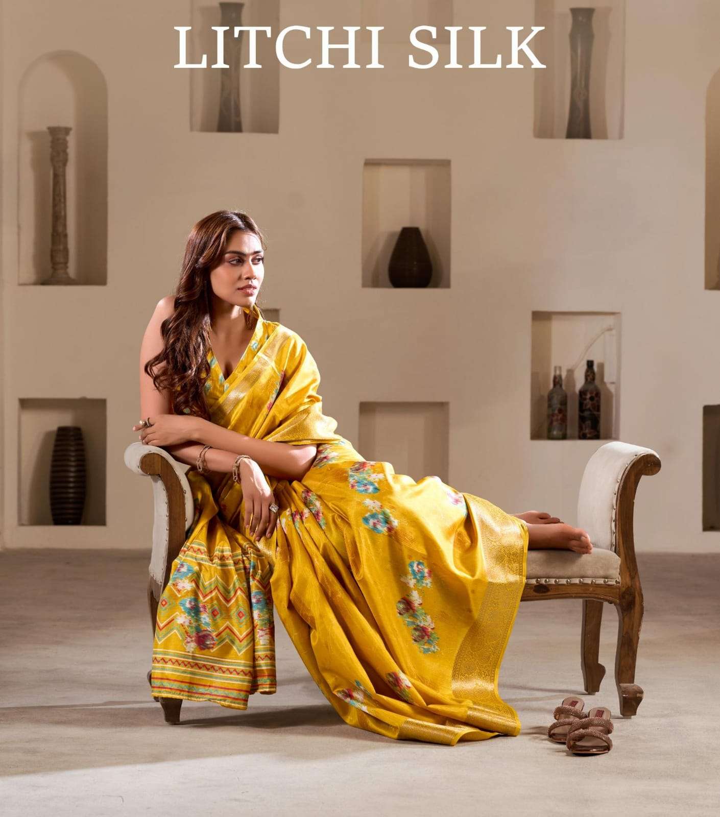 Litchi silk designer Soft Dola Silk saree
