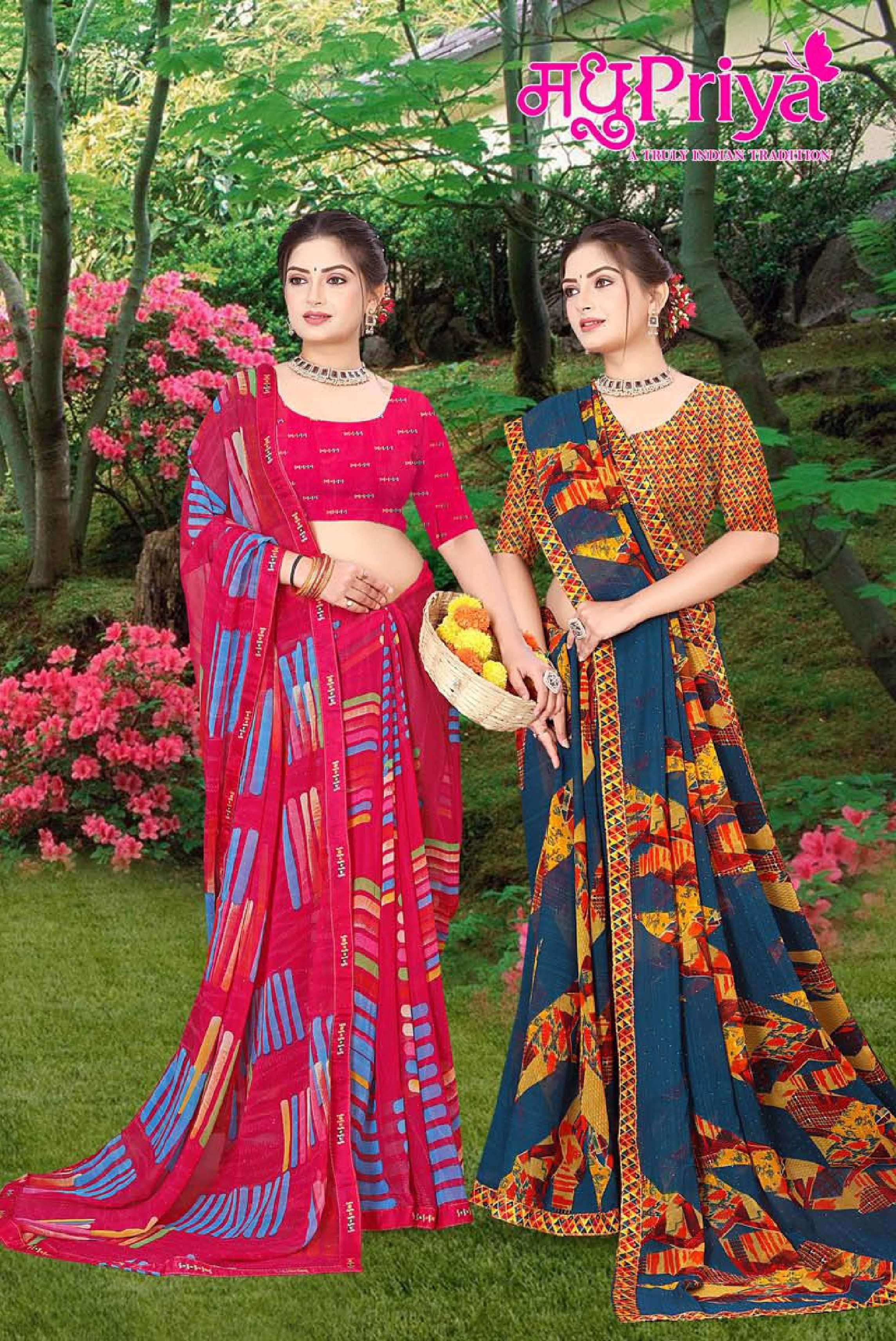 madhupriya mannat vol 1 60 gram fancy print saree