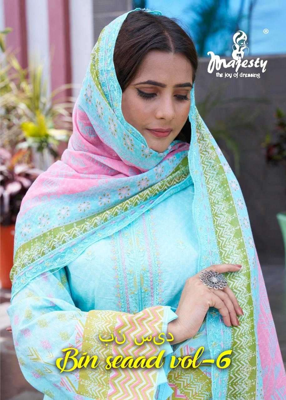 majesty bin saeed vol 6 series 6001-6004 lawn cotton suit 