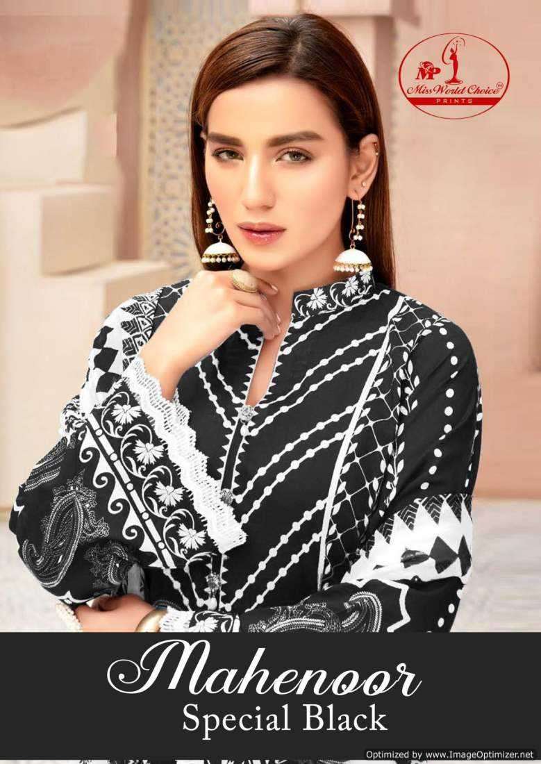 miss world choice mahenoor black and white series 1001-1006 Cotton suit