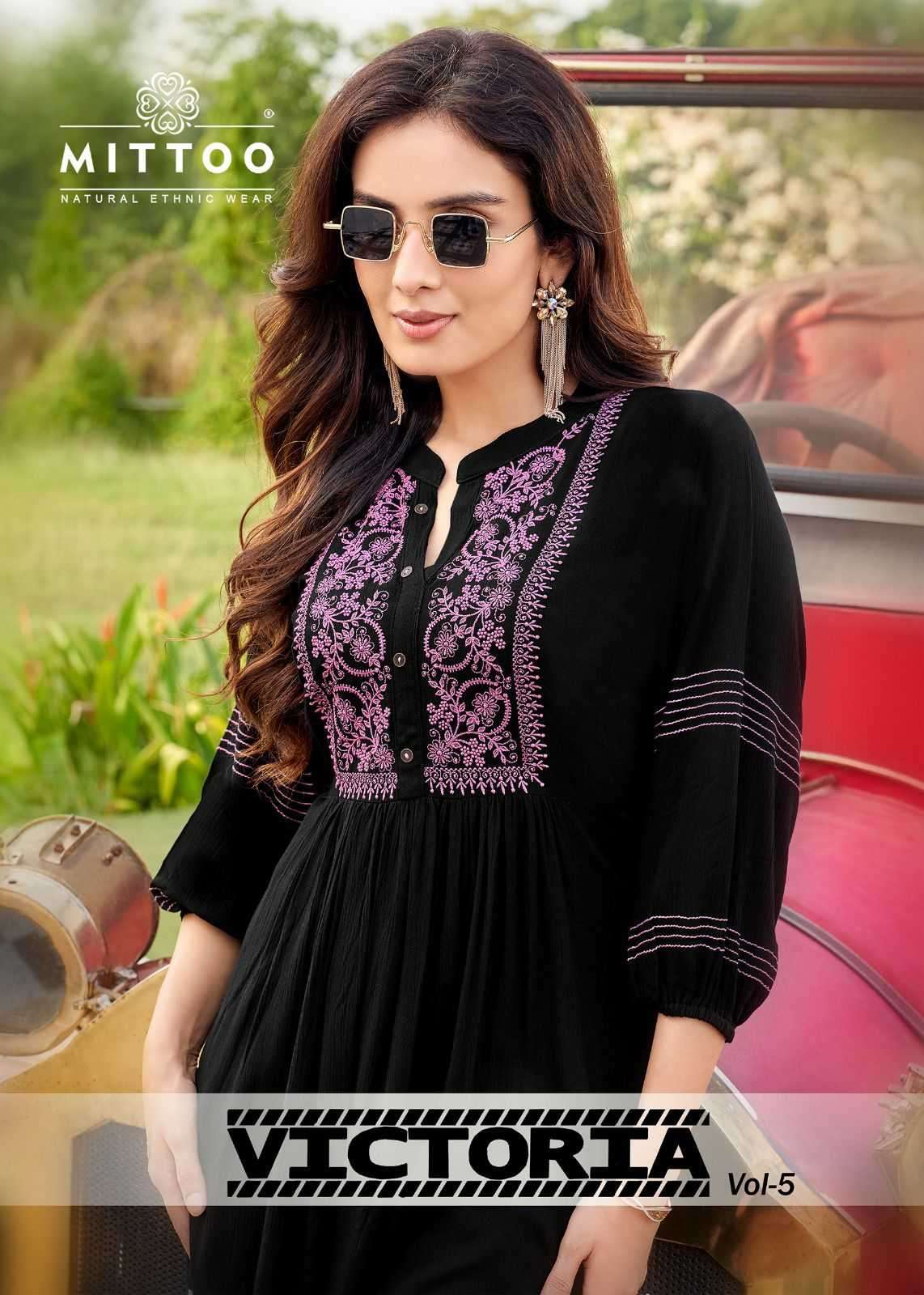 mittoo victoria vol 5 series 5025-5028  Wrincle Rayon kurti