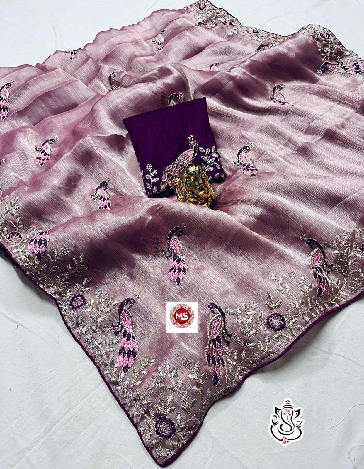 MS BRAND JIMMY CHOO designer jimmy choo fabric fully heavy multi pallu saree