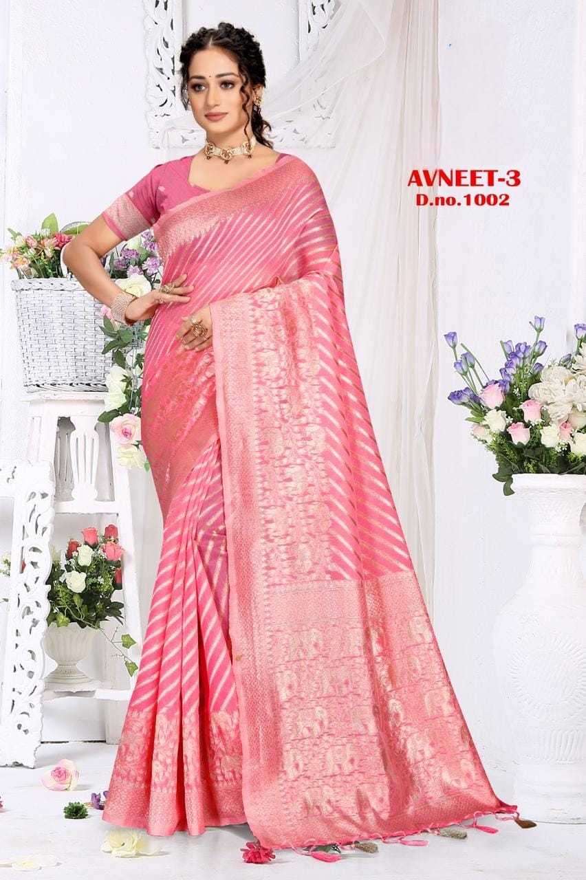 PR 9STAR avneet-3 series 1001-1006 top dyed silk saree