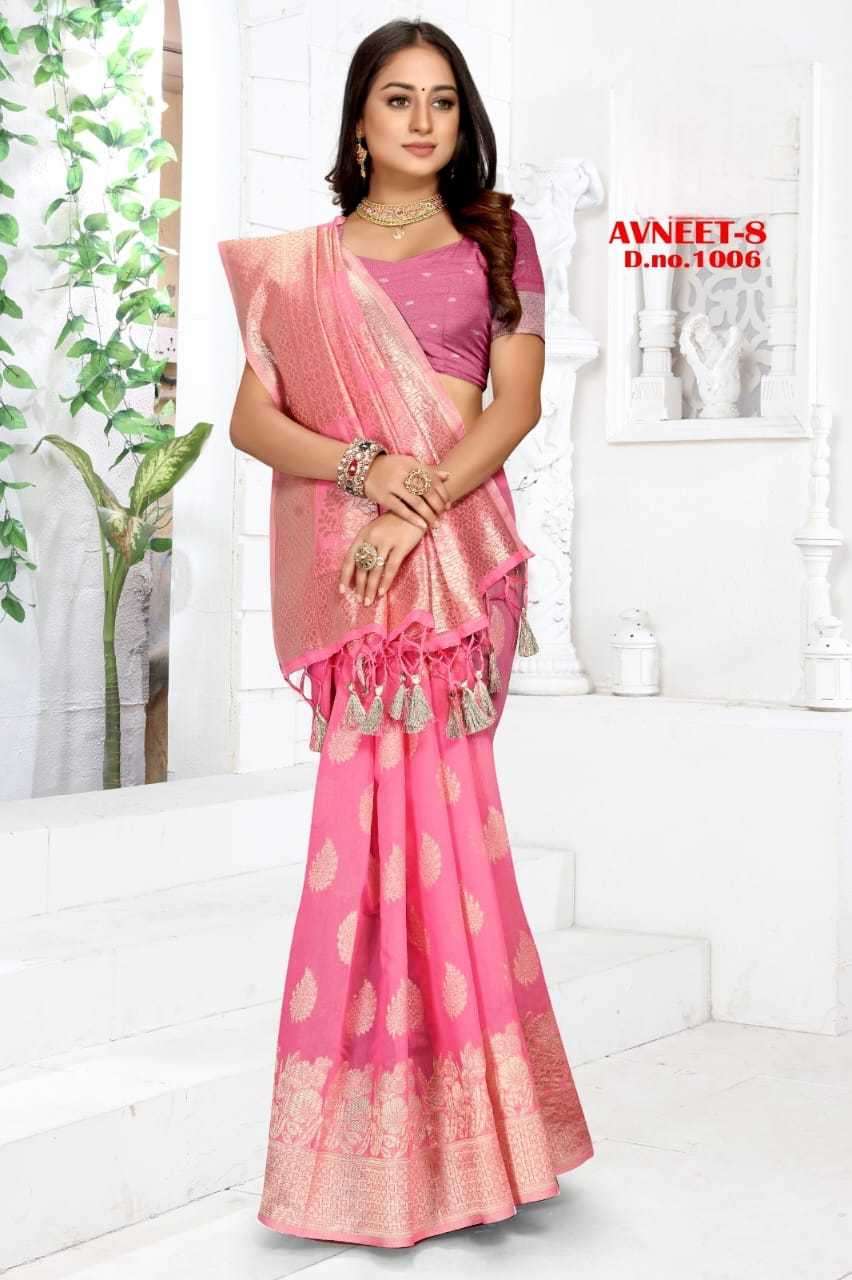 pr avneet-8 series 1001-1006 dyed silk saree