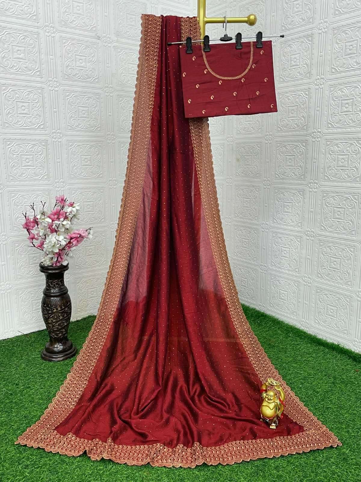 pr ds 685 blooming vichitra silk exclusive party wear zari work saree