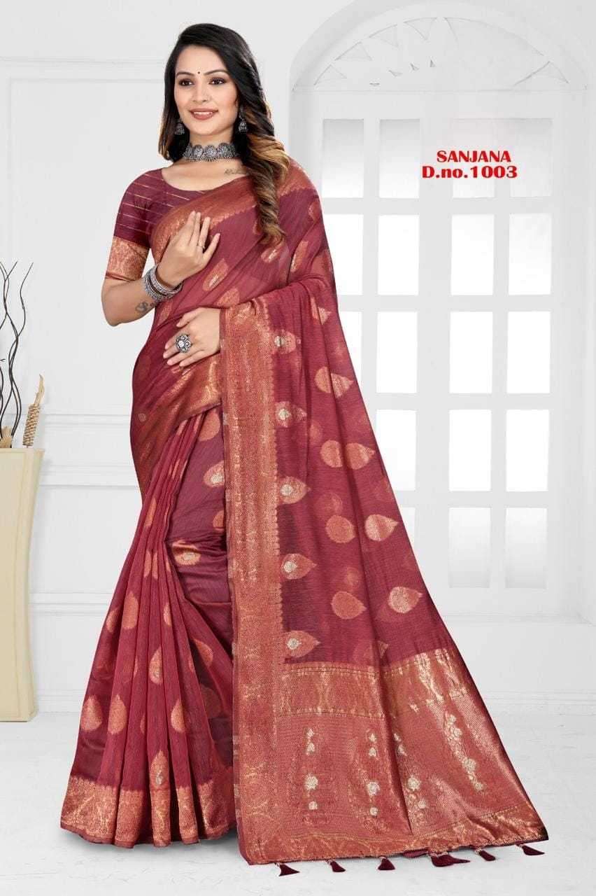 pr sanjana series 1001-1006 top dyed silk saree