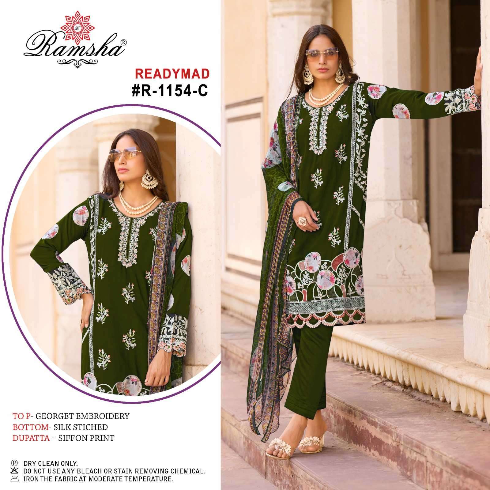 ramsha R-1154 georgette embroidery readymade suit 