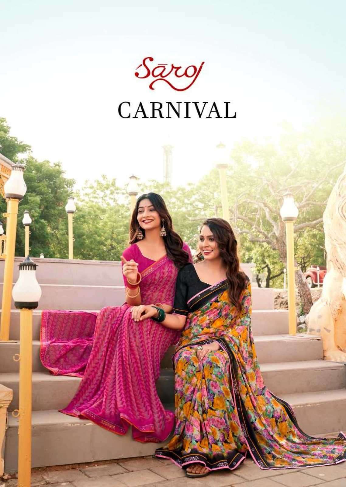 saroj carnival series 1001-1007 Heavy Weightless with Digital Print Lace saree