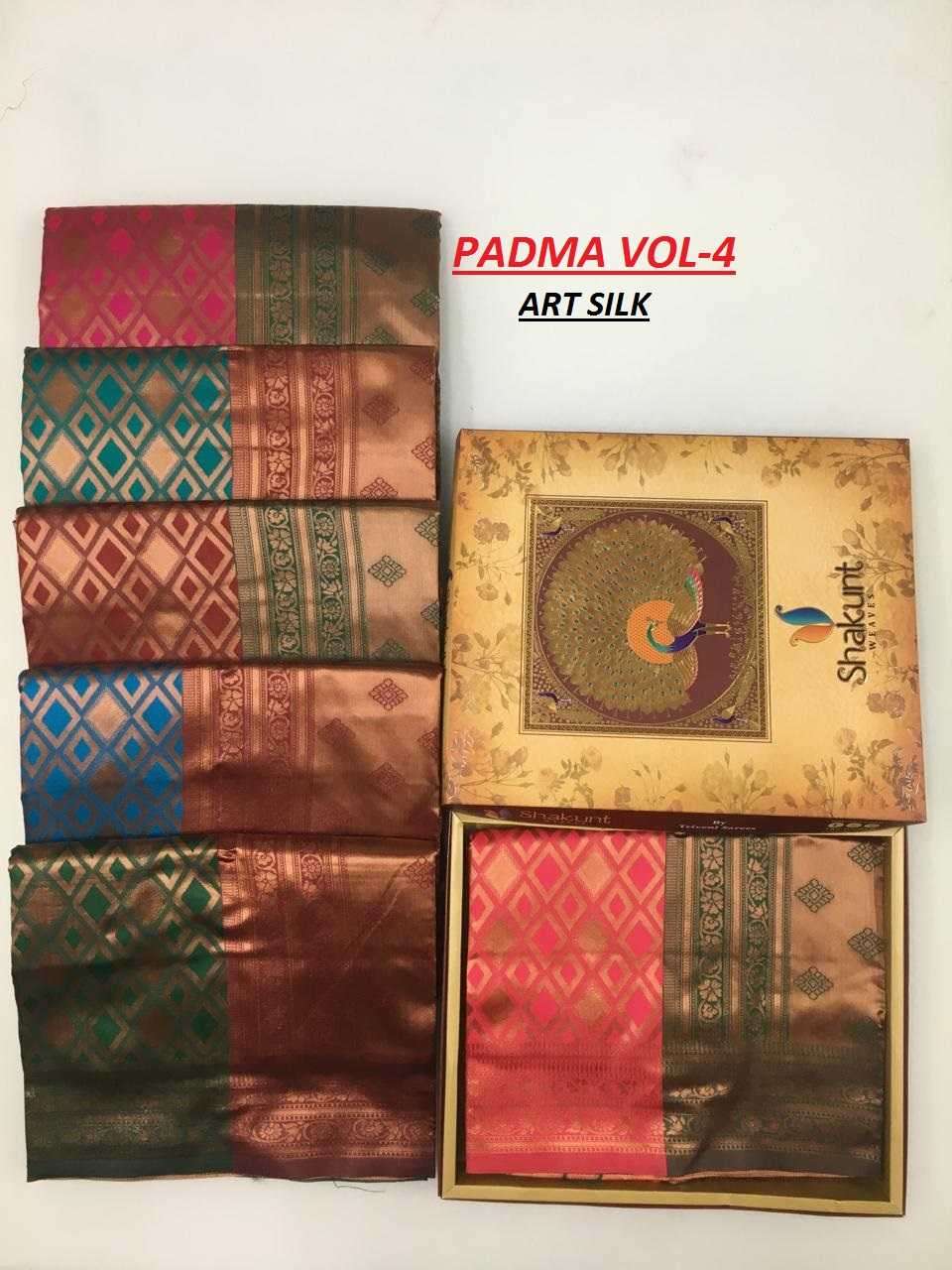 shakunt launch padma vol 4 new trendy design art silk saree