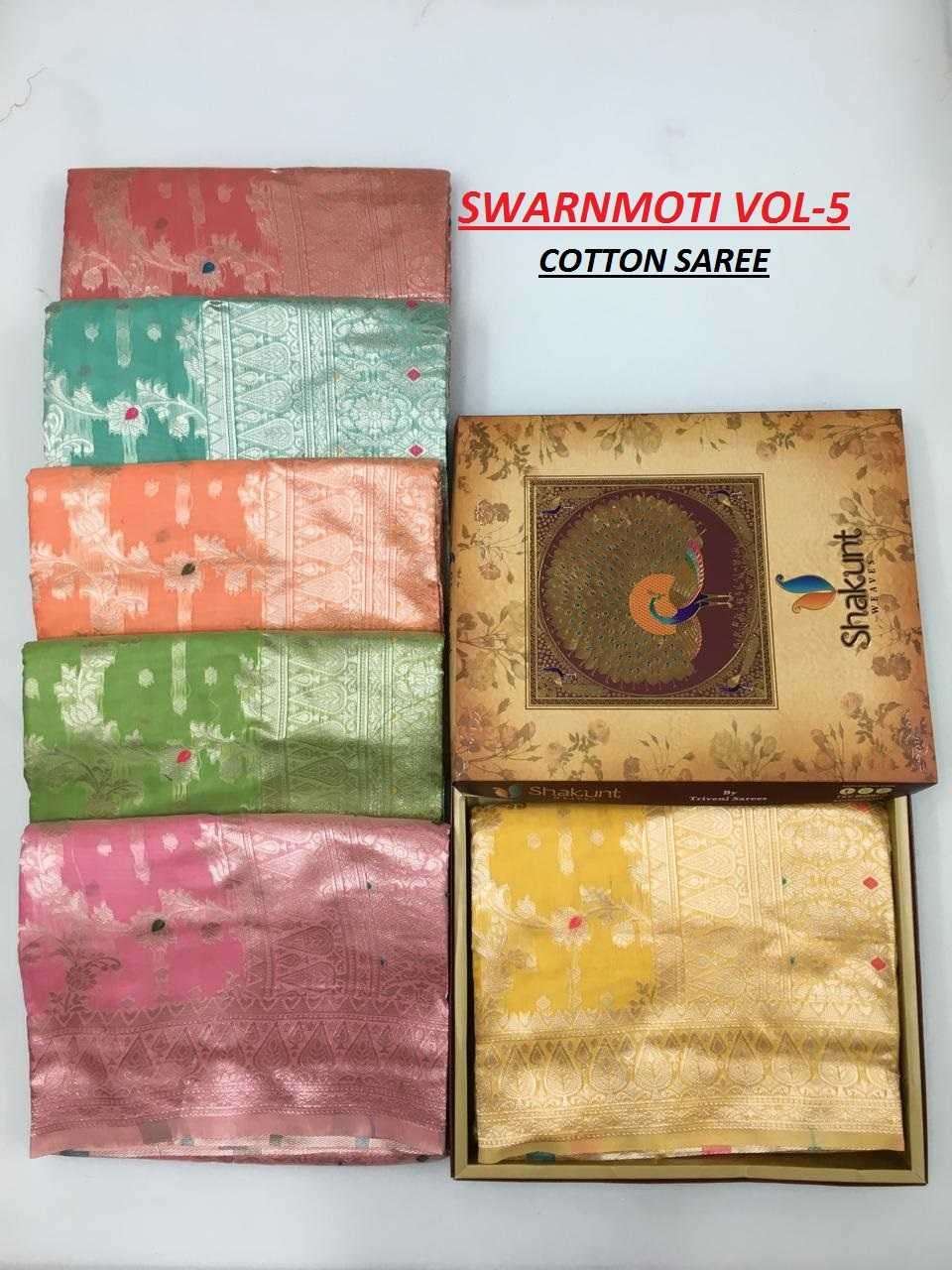 shakunt swarn moti vol 5 launch cotton classy look trendy saree
