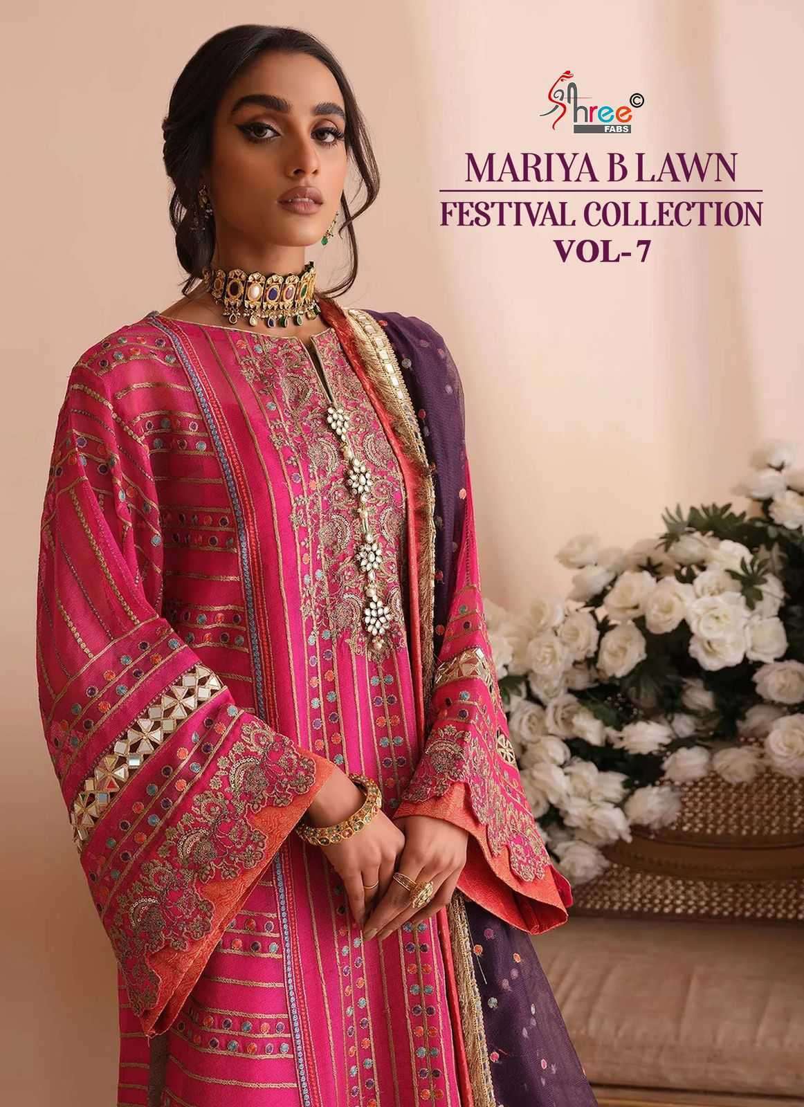 shree fabs mariya b festival lawn collection vol 7 series 3635-3637 pure cotton suit