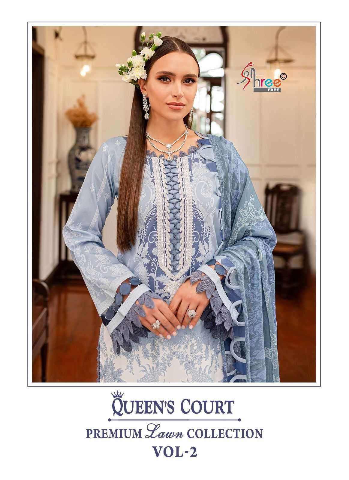 shree fabs queens court premium lawn collection vol 2 series 3638-3643 pure cotton suit