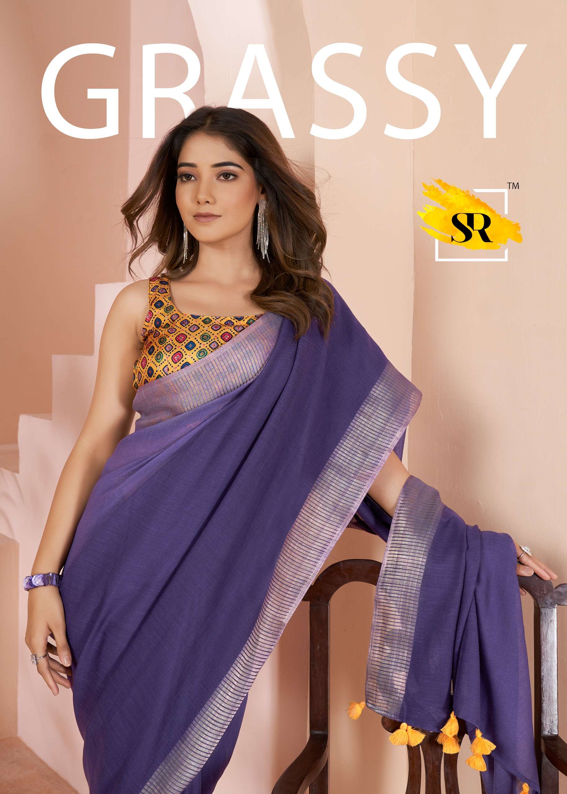 Stavan Grassy designer Shaded Print In Linen saree