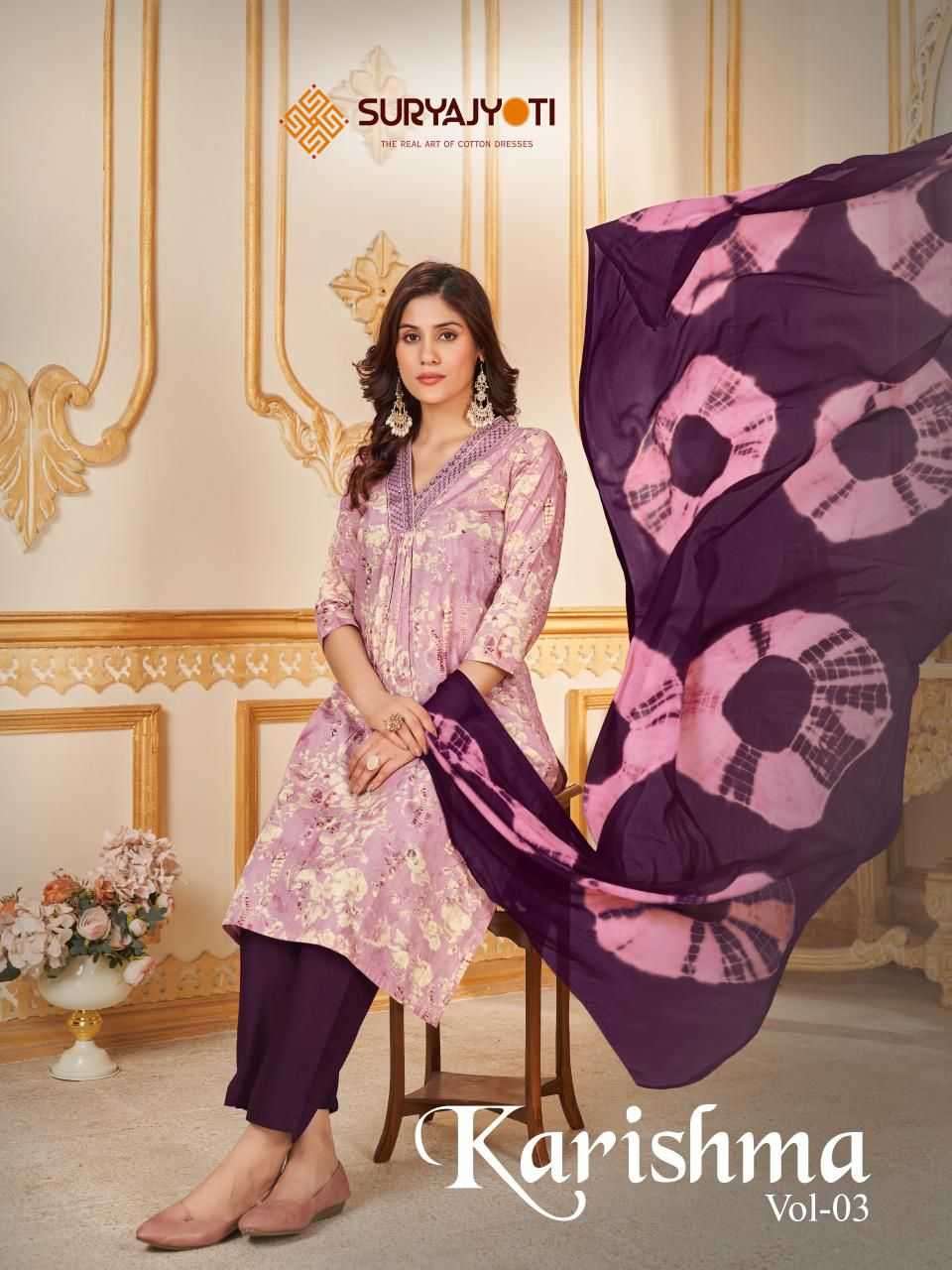 suryajyoti karishma vol 3 series 3001-3010 cotton readymade suit 