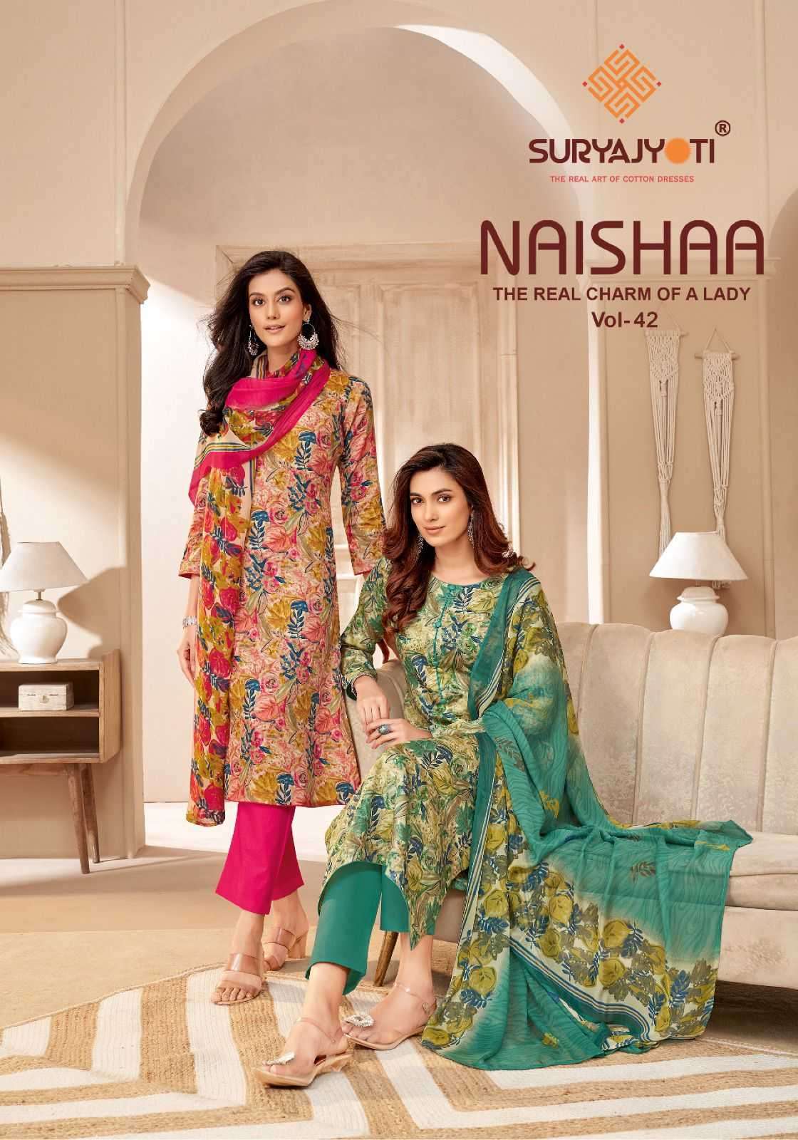 suryajyoti naishaa vol 42 series 42001-42010 jam satin suit 