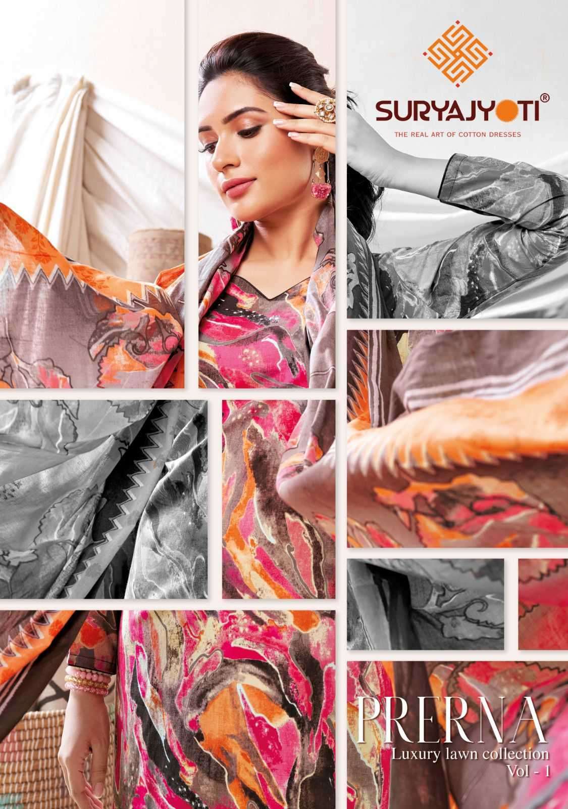 suryajyoti prerna vol 1 series 10001-10012 pure lawn suit 