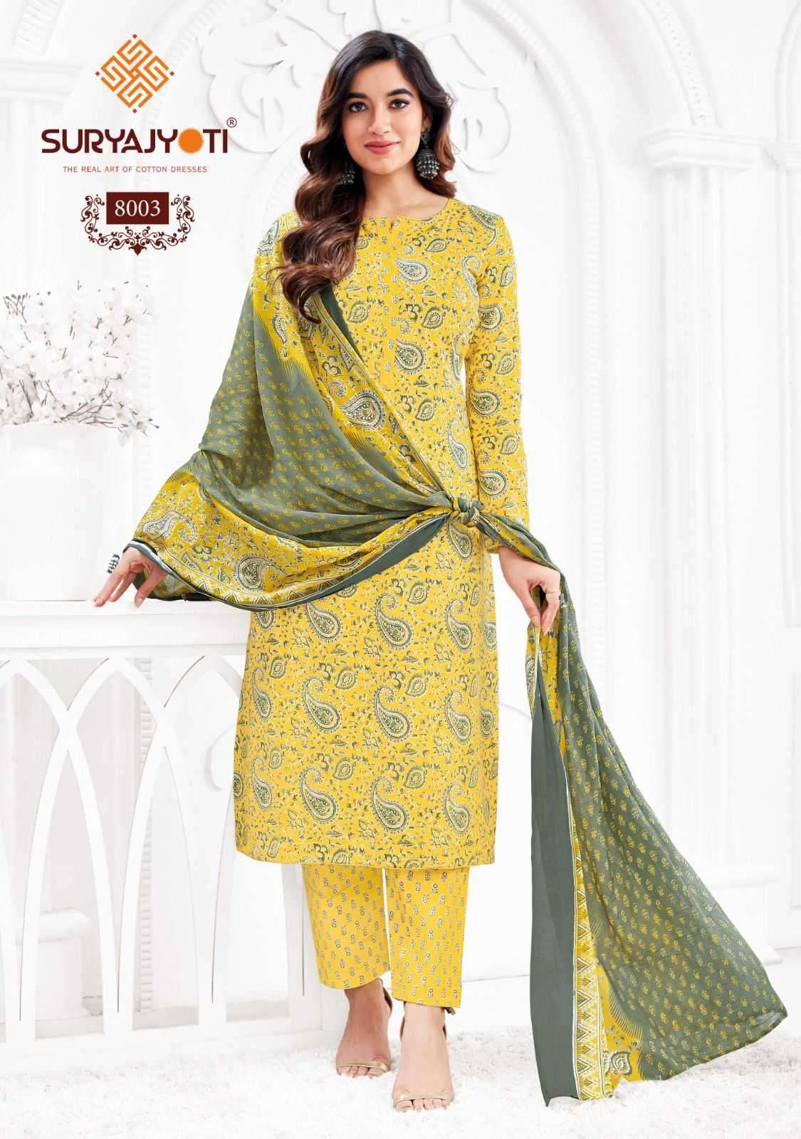 suryajyoti preyasi vol 8 series 8001-8010 cotton readymade suit 